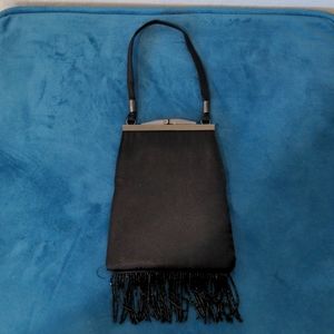 Black Satin and Beaded Mini Bag